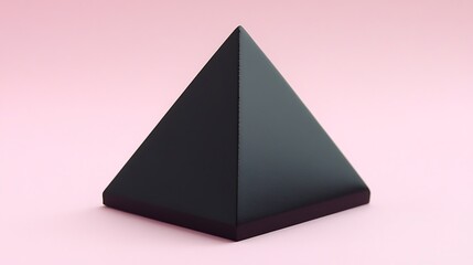 Poster - A three dimensional black pyramid resting on a pink surface