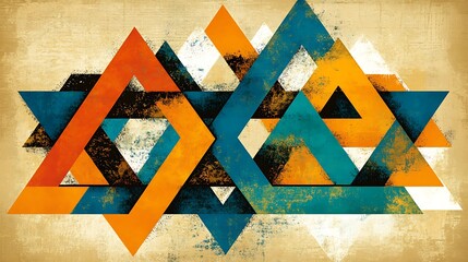 Poster - A geometric abstract artwork featuring triangles in various colors and shapes