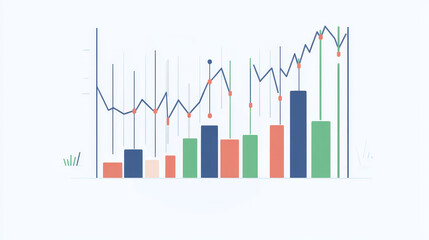 Poster - Graph chart. Financial statistic infographic template, stock and business histogram, financial modern analysis layout.  isolated set. Illustration of financial line analysis, finance histogram