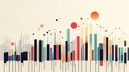 Poster - Graph chart. Financial statistic infographic template, stock and business histogram, financial modern analysis layout.  isolated set. Illustration of financial line analysis, finance histogram