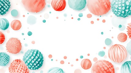 Poster - Watercolor spheres and dots create a decorative white background design