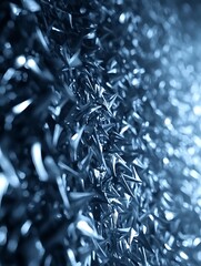 Poster - Abstract metallic spiky shapes background in dark blue tones with bokeh effects