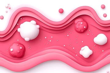 Aufkleber - Abstract Pink Paper Cutout with White Spheres for Creative Design Themes