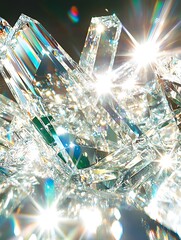 Poster - Abstract Sparkling Crystal Cluster with Light Refraction and Dispersion