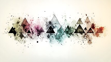 Poster - Abstract Image Displaying Geometric Triangles With Colorful Splatter
