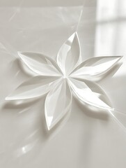 Aufkleber - Luminous White Floral Design with Delicate Petals and Subtle Shadow Play