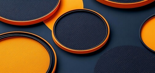 Aufkleber - Modern round abstract composition in blue and orange minimalist design