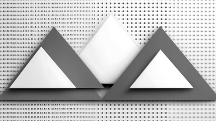 Poster - Three triangles and patterned background create geometric design shapes
