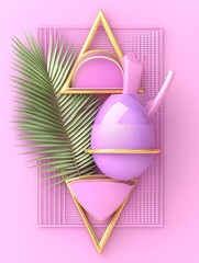 Poster - Sophisticated geometric composition in pastel shades and golden accents, abstract art