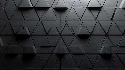 Poster - Black geometrical triangular pattern design with subtle highlights and shadows
