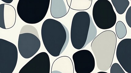 Poster - An abstract image displaying colorful shapes with elegant dark outlines
