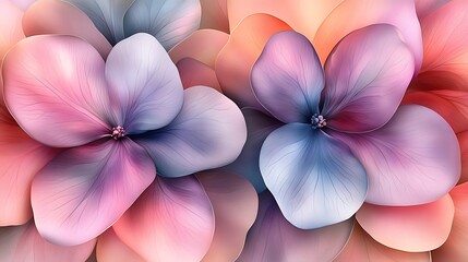 Poster - Beautiful pastel colored flowers with overlapping petals create a lovely design