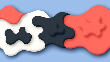 Poster - A colorful abstract design featuring overlapping organic shapes on blue