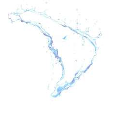 Poster - Liquid splash illustration. Cool blue water burst. Isolated fluid motion. Dynamic swirl shape. Transparent PNG image.