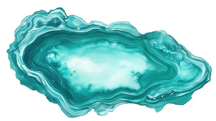 Wall Mural - one single teal watercolor aquarelle abstract splash stain isolated on white or transparent backgrou