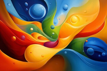 Poster - Abstract Colorful Swirling Painting with Bubbles