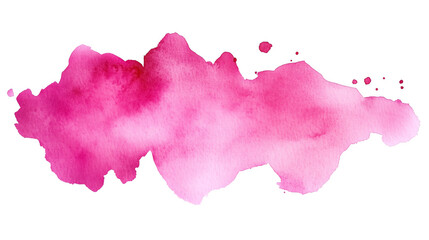 Wall Mural - one single pink watercolor aquarelle abstract splash stain isolated on white or transparent background	