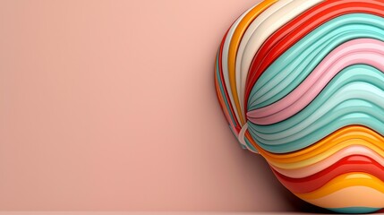 Poster - Abstract Colorful Wavy Shapes on Soft Pink Background Creating a Modern Art Composition