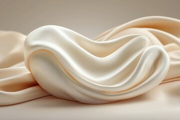 Poster - Abstract Creamy Fabric Drapery Soft Waves and Folds in Off White