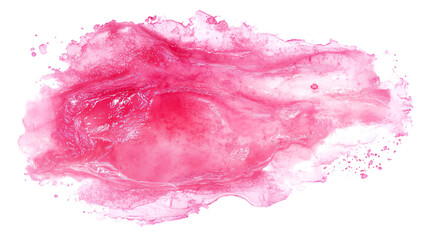 Wall Mural - one single pink watercolor aquarelle abstract splash stain isolated on white or transparent backgrou