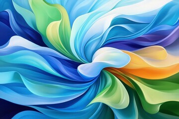 Poster - Abstract Swirling Artwork in Blues Greens and Yellows