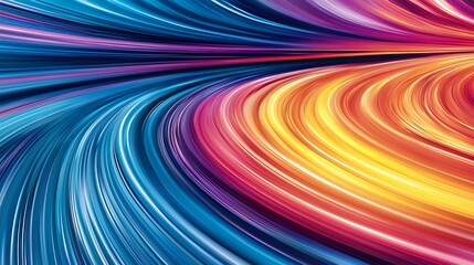 Poster - Abstract Swirling Light Streaks in Vibrant Blue, Purple, Orange, and Yellow Hues