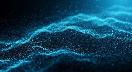 Poster - Abstract Blue Particles Wave Seamless Loop Background 4K
