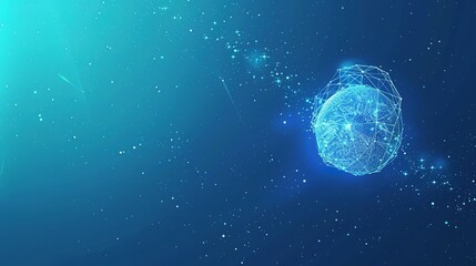 Wall Mural - Blue_technology_Earth_planet_starry_sky_gradient