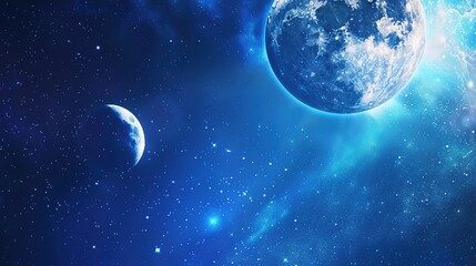 Wall Mural - Blue_technology_Earth_planet_starry_sky_gradient