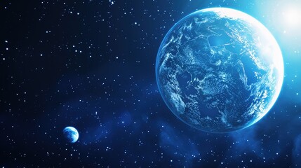 Wall Mural - Blue_technology_Earth_planet_starry_sky_gradient