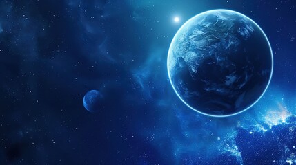 Wall Mural - Blue_technology_Earth_planet_starry_sky_gradient