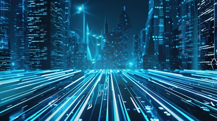 Wall Mural - Light_blue_technology_small_fresh_lines_city_exhibit