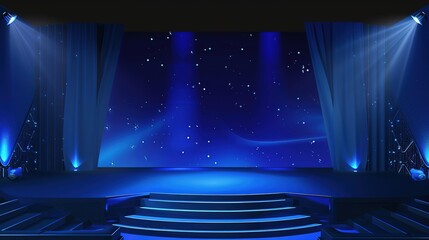 Wall Mural - Blue_atmospheric_simple_technological_luminous_lines