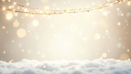 Poster - a festive background featuring twinkling lights and snowflakes. A fluffy cloud-like structure at the bottom