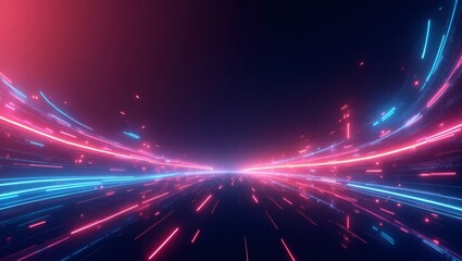 Aufkleber - glowing neon light trails with vibrant blue and pink hues create a sense of speed and movement