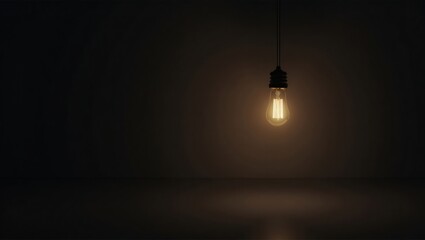 Poster - a single illuminated lightbulb hanging in a dark room, casting a warm, inviting glow