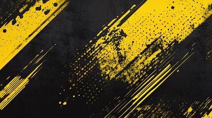 Poster - Bold Black and Yellow Abstract Background with Graphic Elements