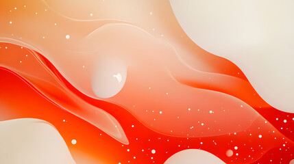 Poster - Abstract Flowing Waves in Red and Cream with Soft Bokeh Effects