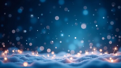 Poster - a magical night sky with a soft glow and falling lights over a fluffy cloudscape
