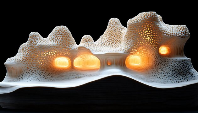 Surreal Organic Structure Glowing Dark Scene
