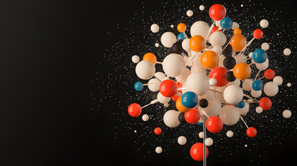 Poster - Abstract Structure of Colorful Molecules on a Dark Background