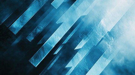 Poster - Abstract Blue Geometric Patterns with Diagonal Layered Overlay