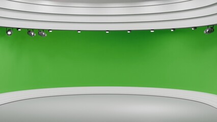 Wall Mural - 3D Virtual TV Studio News, Backdrop For TV Shows .TV On Wall.3D Virtual News Studio Background,3d illustration	