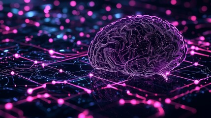  - Neon Brain Design Illustrating Artificial Intelligence Connections