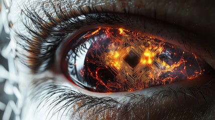 Poster - Futuristic AI Eye with Neural Network Technology in Intricate Detail