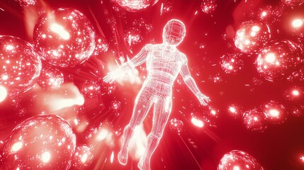 Poster - Advanced AI Construct Surrounded by Pulsating Red Energy Fields