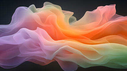 Poster - Colorful Flowing Fabric Waves in Soft Pastel Tones and Texture