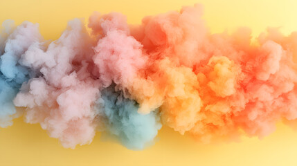 Poster - Colorful Smoke Clouds on Yellow Background for Creative Design