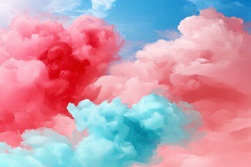 Poster - Pink and Light Blue Abstract Cloudscape Digital Art