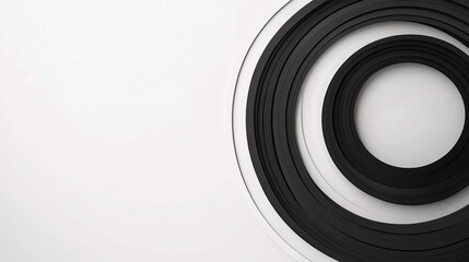 Poster - Abstract Black Circle Rings on White Background with Minimalist Style
